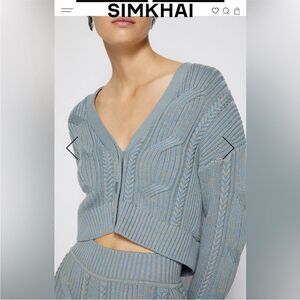 Jonathan Simkhai Light Blue V-Neck cropped cardigan, S